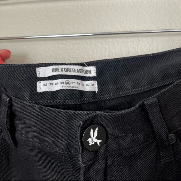 One Teaspoon Awesome Baggies Low Waist Black Distressed Jeans Size 26 - Picture 4 of 7